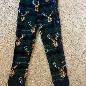 Holiday Plaid Pajama Pants with Deer Print
